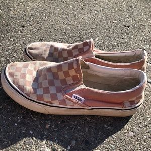 Women’s Pink Checkered Vans slip ons